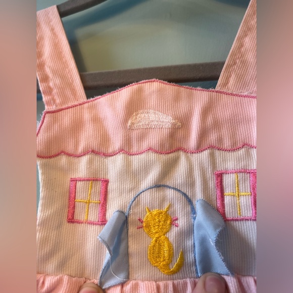 Vintage Mini Togs Pink Peekaboo Kitty Shortalls - Picture 3 of 7
